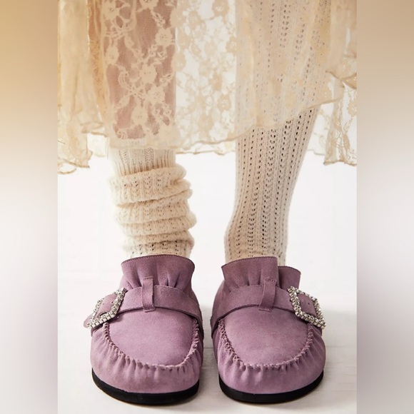 🆕 FREE PEOPLE | SHEARLING AFTER RIDING MULES | LAVENDER | SIZE: EU 39 (US 8.5) - Picture 2 of 8